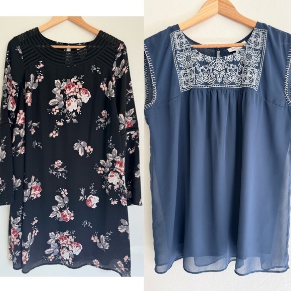Isabel Maternity by Ingrid & Isabel Dresses & Skirts - Maternity Bundle- Isabel Maternity Floral Midi Dress and Motherhood blue tunic M